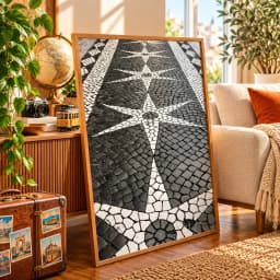 Quadro Decorativo Calçada Portuguesa – Rosa dos Ventos Lisboa