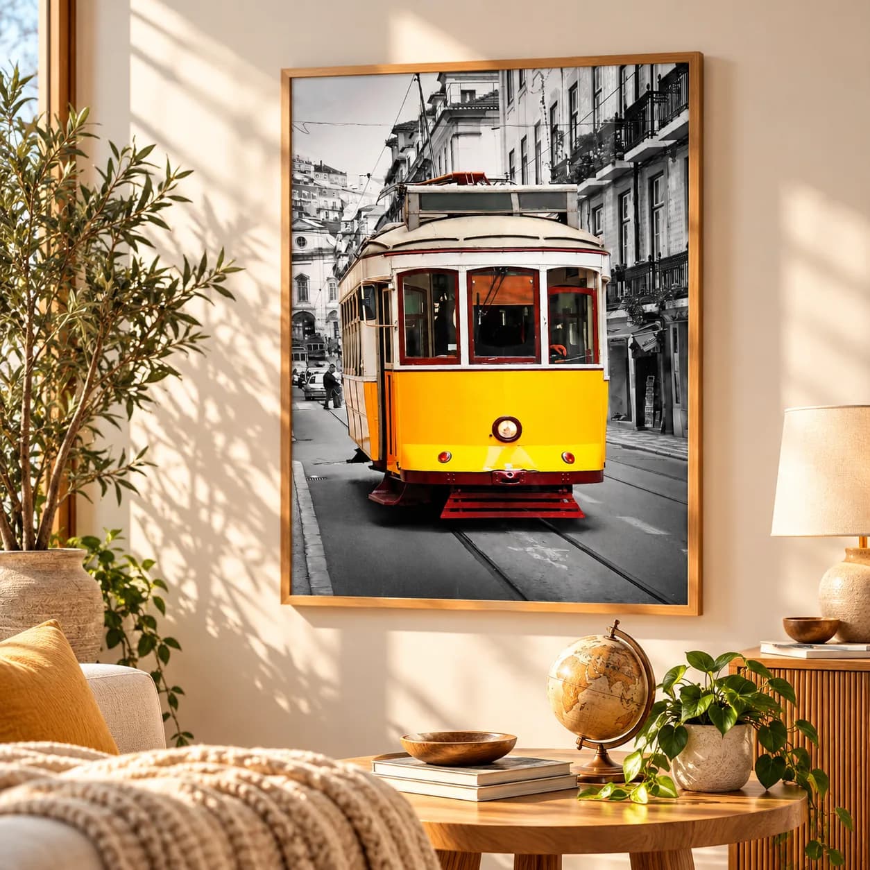 Quadro Decorativo Velho Bonde Amarelo em Lisboa