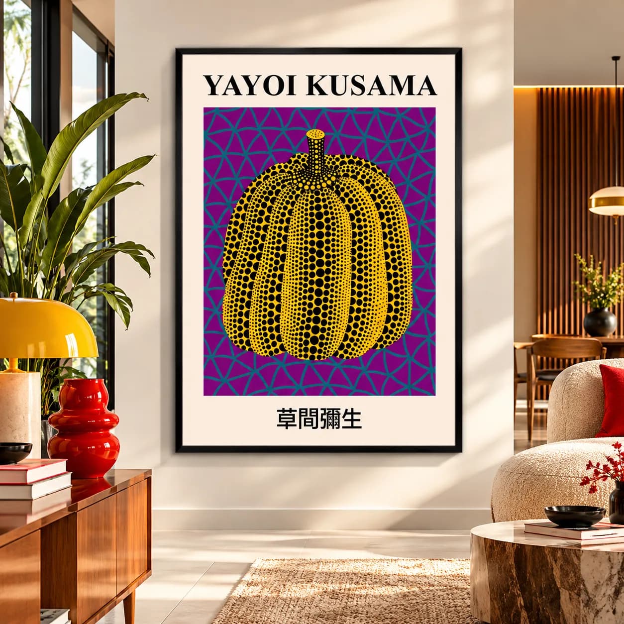 Quadro Decorativo Yayoi Kusama Pumpkin Purple – Abóbora Amarela