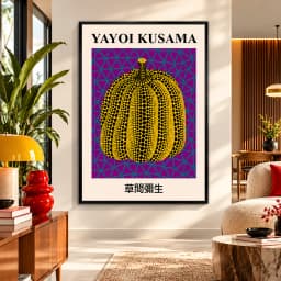 Quadro Decorativo Yayoi Kusama Pumpkin Purple – Abóbora Amarela