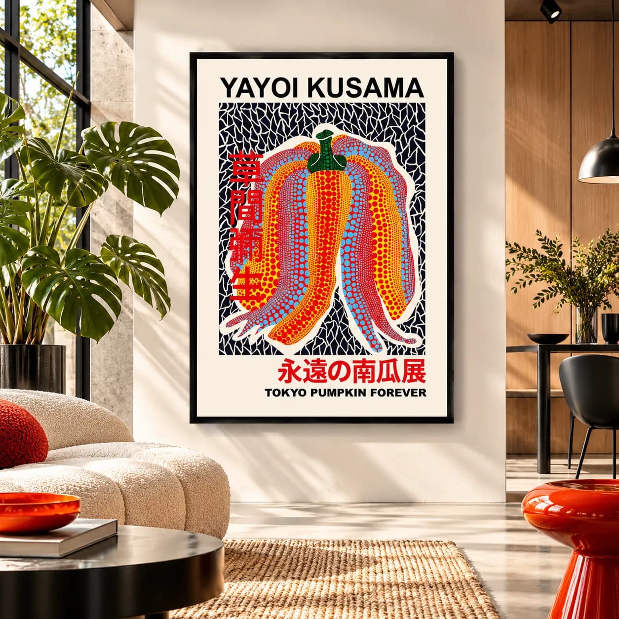 Quadro Decorativo Yayoi Kusama Pumpkin Forever – Abóbora Colorida