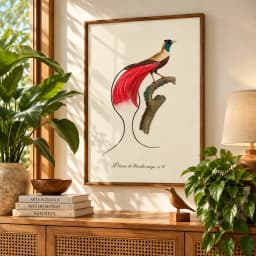 Quadro Decorativo Ave-do-Paraíso-Vermelha | Ilustração Ornitológica Vintage – Jacques Barraband