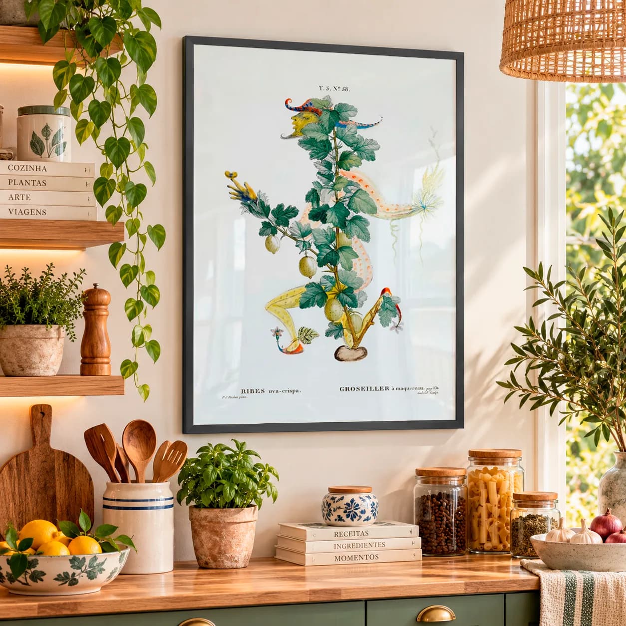 Quadro Decorativo Groselheira – Ilustração Botânica Vintage - Arte Francesa