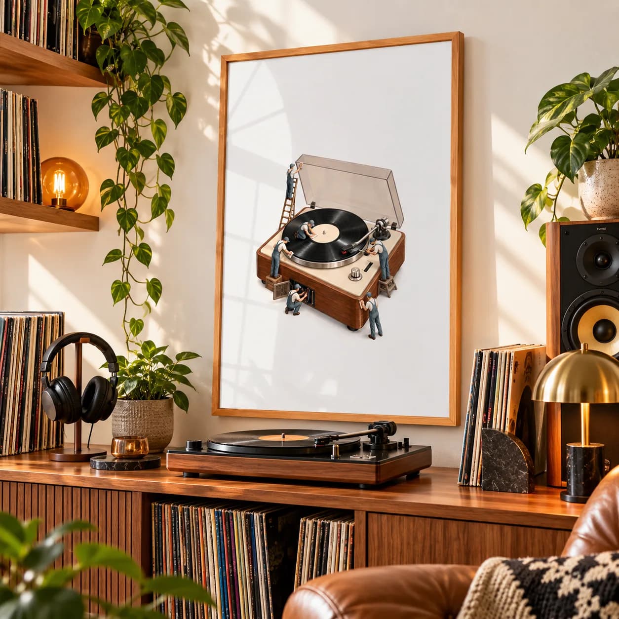 Quadro Decorativo Mini Trabalhadores – Vitrola Vintage