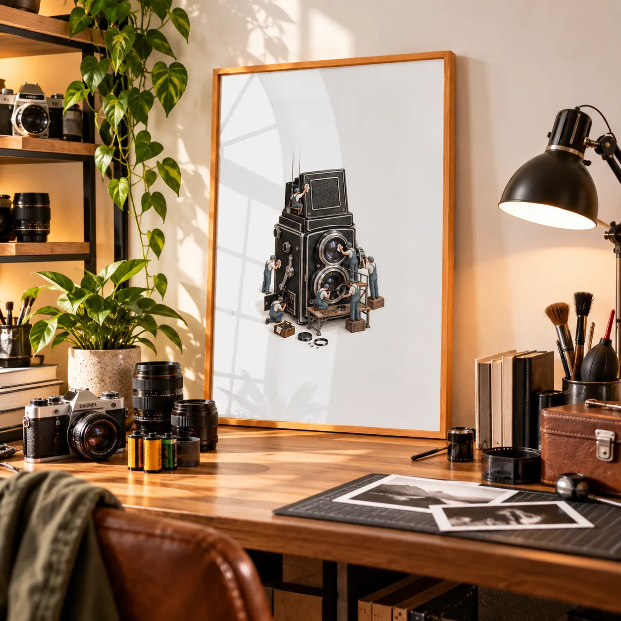 Quadro Decorativo Mini Trabalhadores – Câmera Fotográfica Vintage