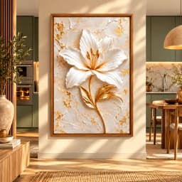 Quadro Decorativo Florescer em Ouro II – Arte Floral em Relevo