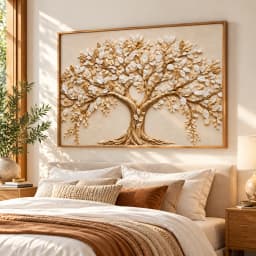 Quadro Decorativo Árvore da Eternidade – Dourado e Marfim
