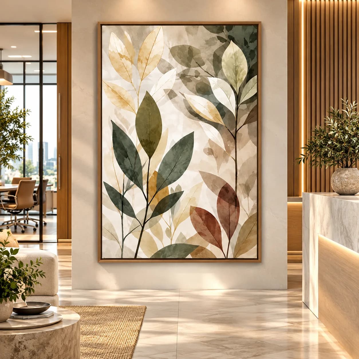 Quadro Decorativo Composição Botânica em Aquarela Translúcida