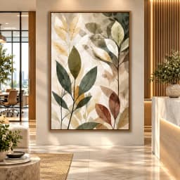 Quadro Decorativo Composição Botânica em Aquarela Translúcida
