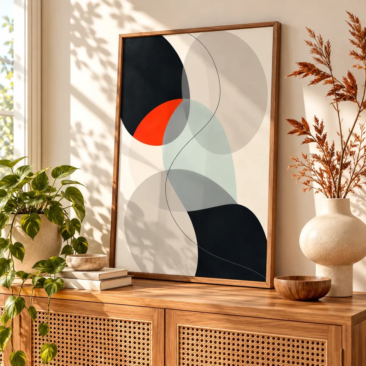Quadro Decorativo Abstrato Formas Orgânicas – Geométrico Moderno