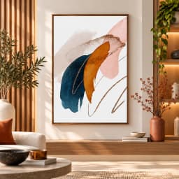 Quadro Decorativo Formas Abstratas em Aquarela II – Terracota e Azul Petróleo