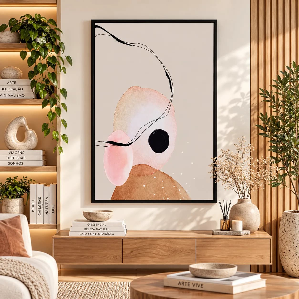 Quadro Decorativo Abstrato Leveza – Formas Orgânicas - Arte Minimalista
