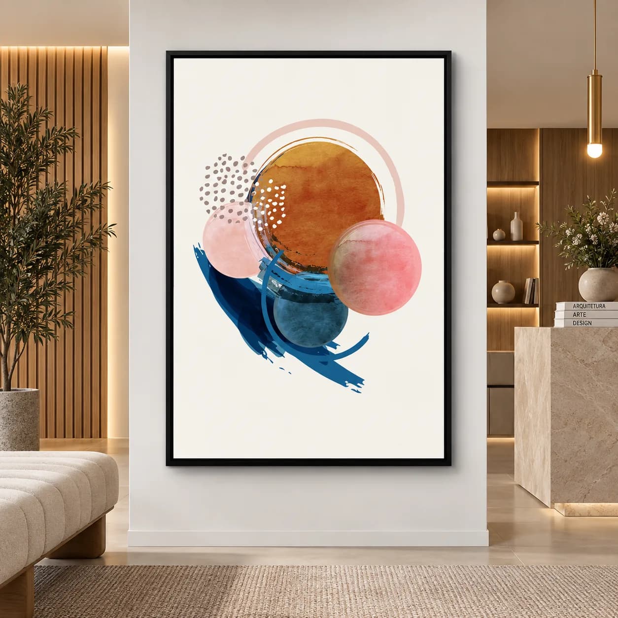 Quadro Decorativo Formas Abstratas – Círculos e Cores Arte Moderna