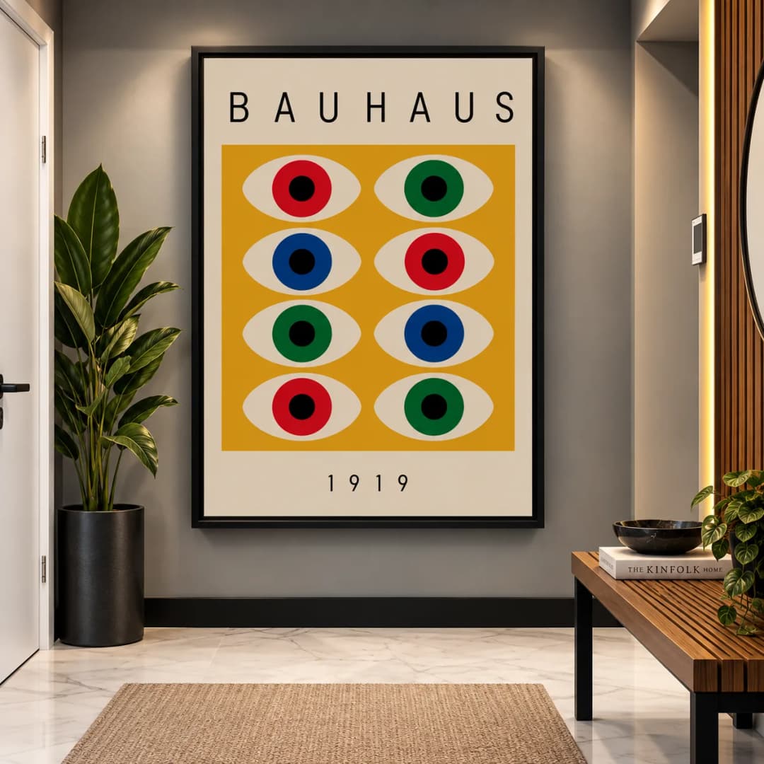Quadro Decorativo Bauhaus 1919 Colorido | Arte Geométrica Abstrata e Design Modernista