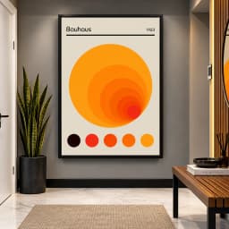 Quadro Decorativo Bauhaus 1923 Orange | Arte Geométrica Abstrata e Design Modernista