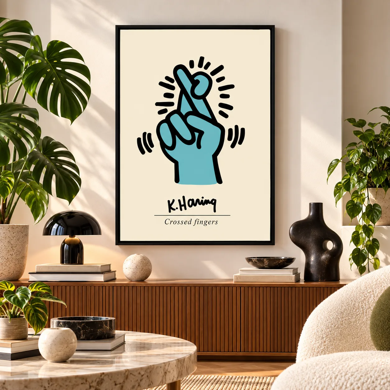 Quadro Decorativo Keith Haring Crossed Fingers