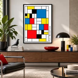 Quadro Decorativo Piet Mondrian – Composição Geométrica