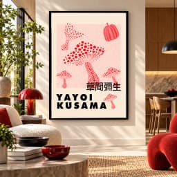 Quadro Decorativo Yayoi Kusama Cogumelos Abstratos – Red Dots