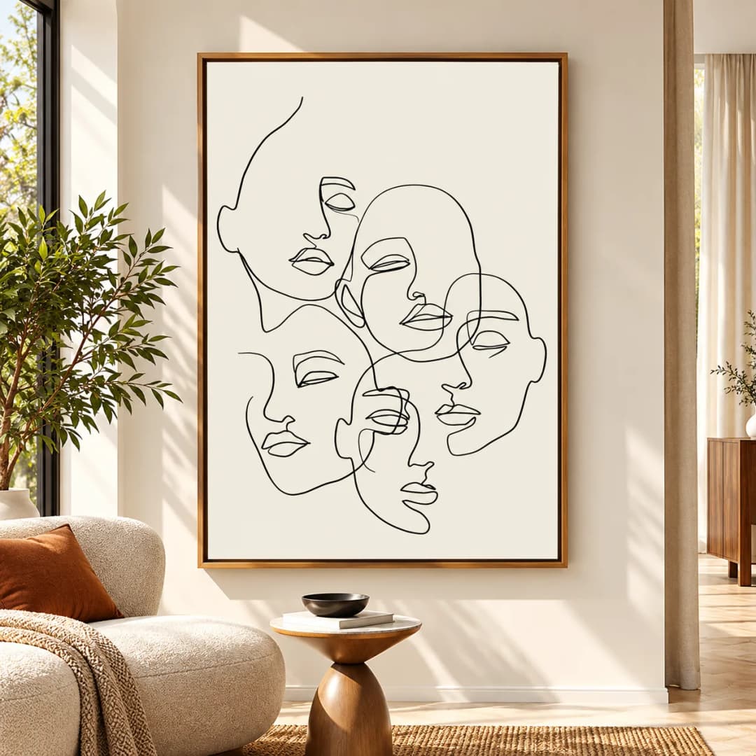 Quadro Decorativo Rostos de Mulheres – Line Art Minimalista