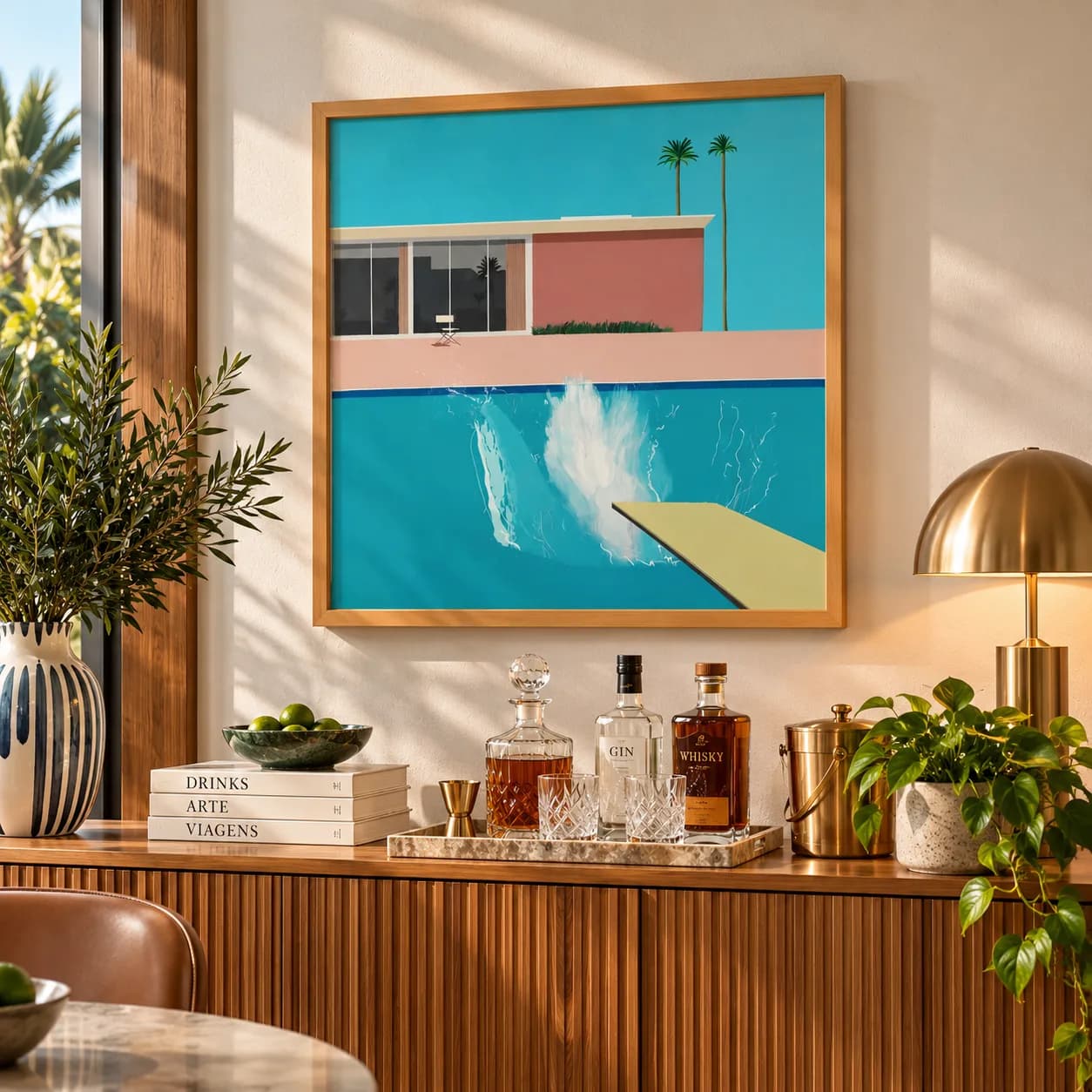 Quadro Decorativo A Bigger Splash – David Hockney Pop Art e Piscina