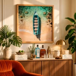 Quadro Decorativo À Beira do Paraíso – Barco na Praia