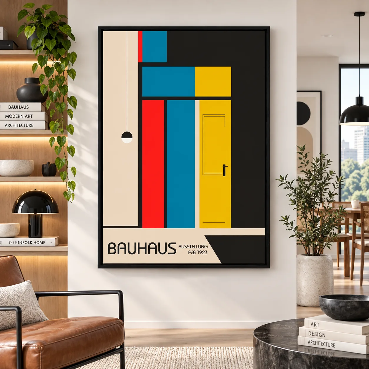 Quadro Decorativo Bauhaus 1923 | Arte Geométrica com Portas Coloridas