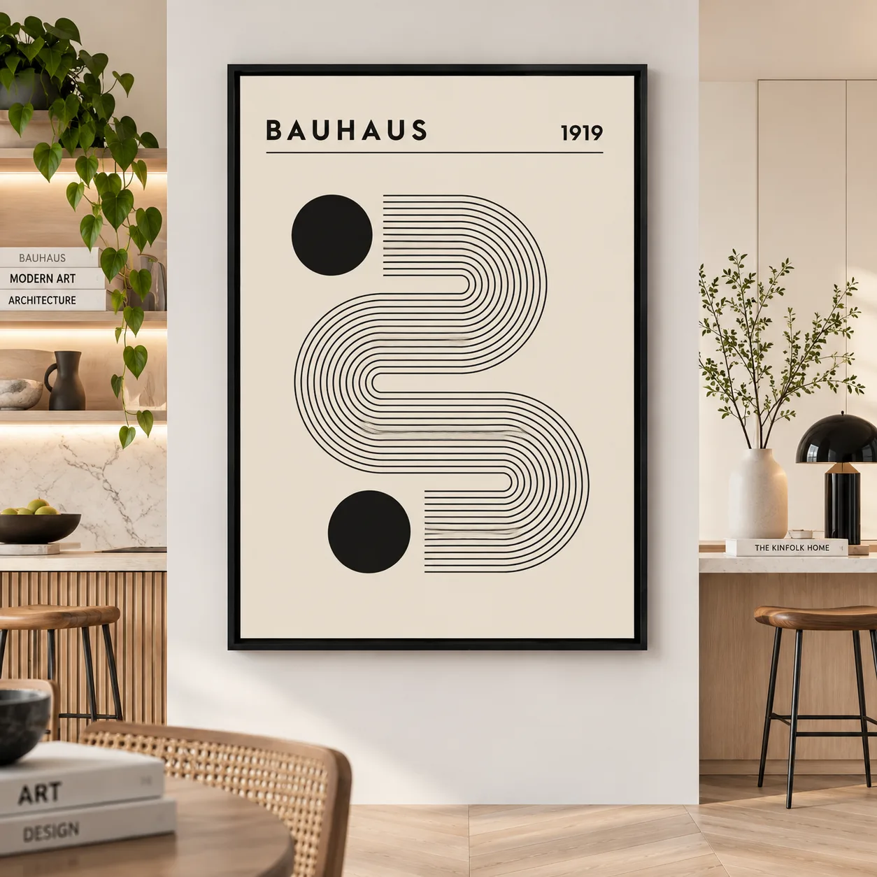 Quadro Decorativo Bauhaus 1919 | Arte Abstrata Minimalista em Preto e Branco