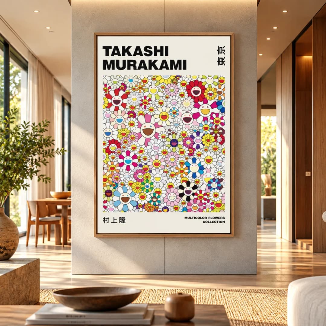 Quadro Decorativo Takashi Murakami Multicolor Flores