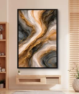 Quadro Decorativo Veios de Ouro – Abstrato Mármore e Ágata