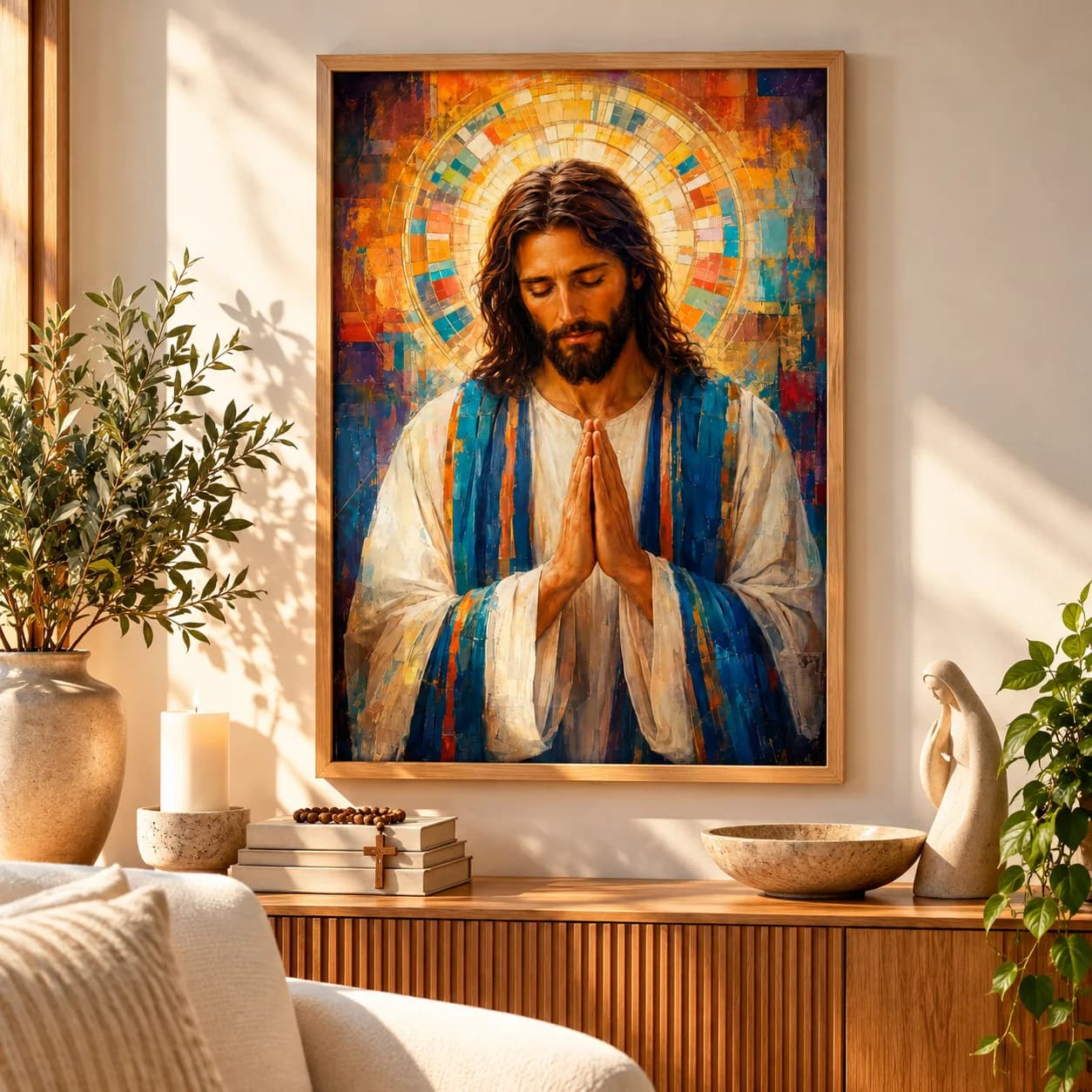 Quadro Decorativo Luz da Oração – Jesus Cristo em Oração | Arte Sacra