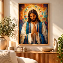 Quadro Decorativo Luz da Oração – Jesus Cristo em Oração | Arte Sacra