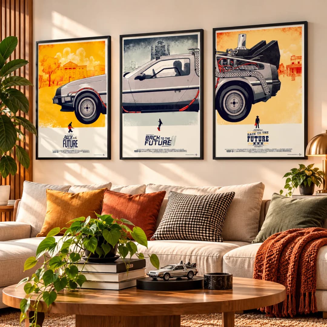 Kit Trio Quadros Decorativos De Volta para o Futuro – DeLorean