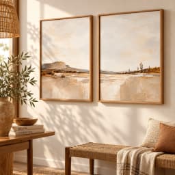Kit Duo Quadros Decorativos Horizontes do Sertão – Paisagem Nordestina Abstrata