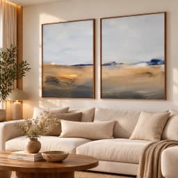 Kit Duo Quadros Decorativos Entre Areia e Céu – Paisagem Abstrata