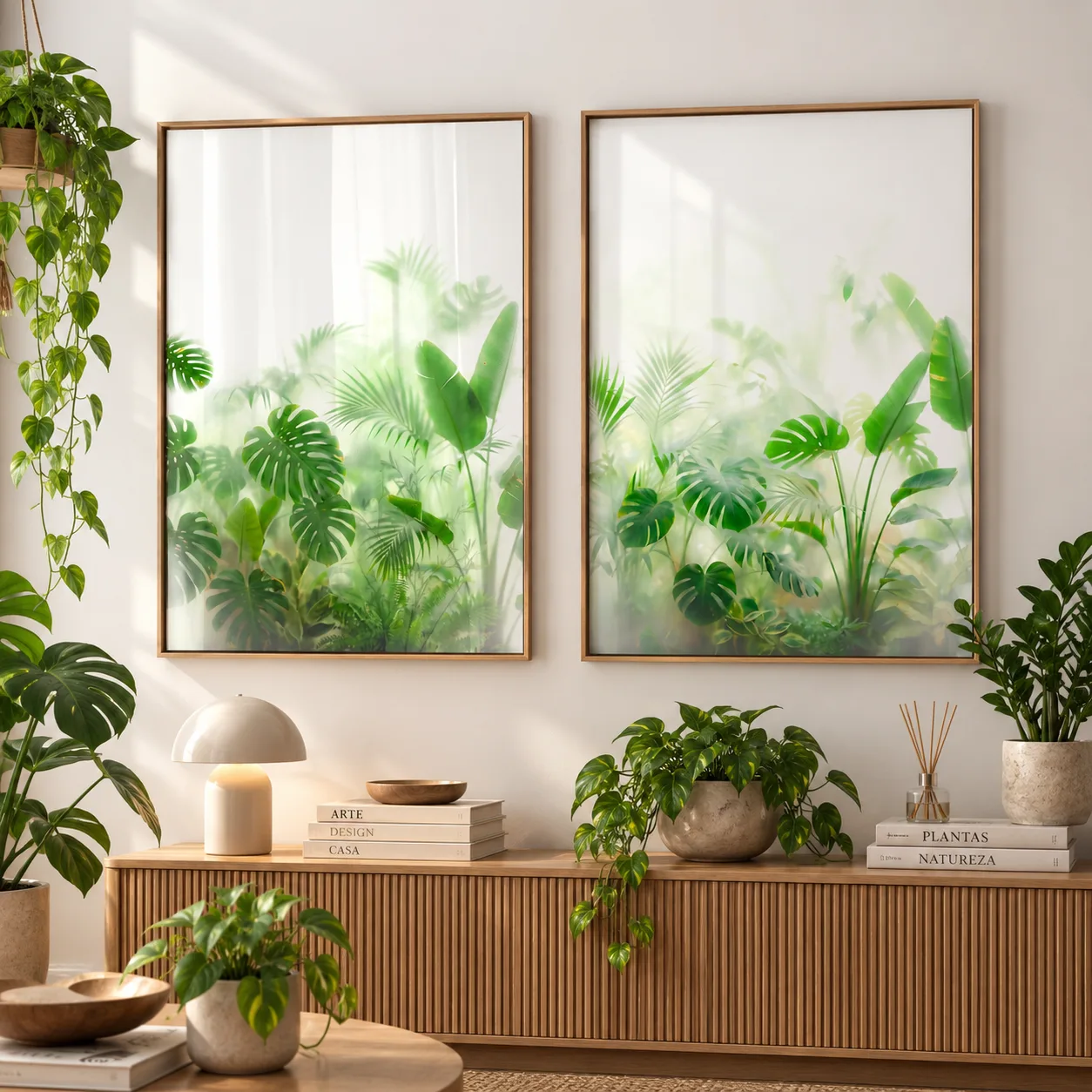 Kit Duo Quadros Decorativos Jardim Tropical Botânico