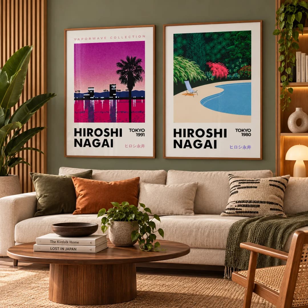 Kit Duo Quadros Decorativos Hiroshi Nagai – City Pop Japonês