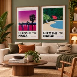 Kit Duo Quadros Decorativos Hiroshi Nagai – City Pop Japonês