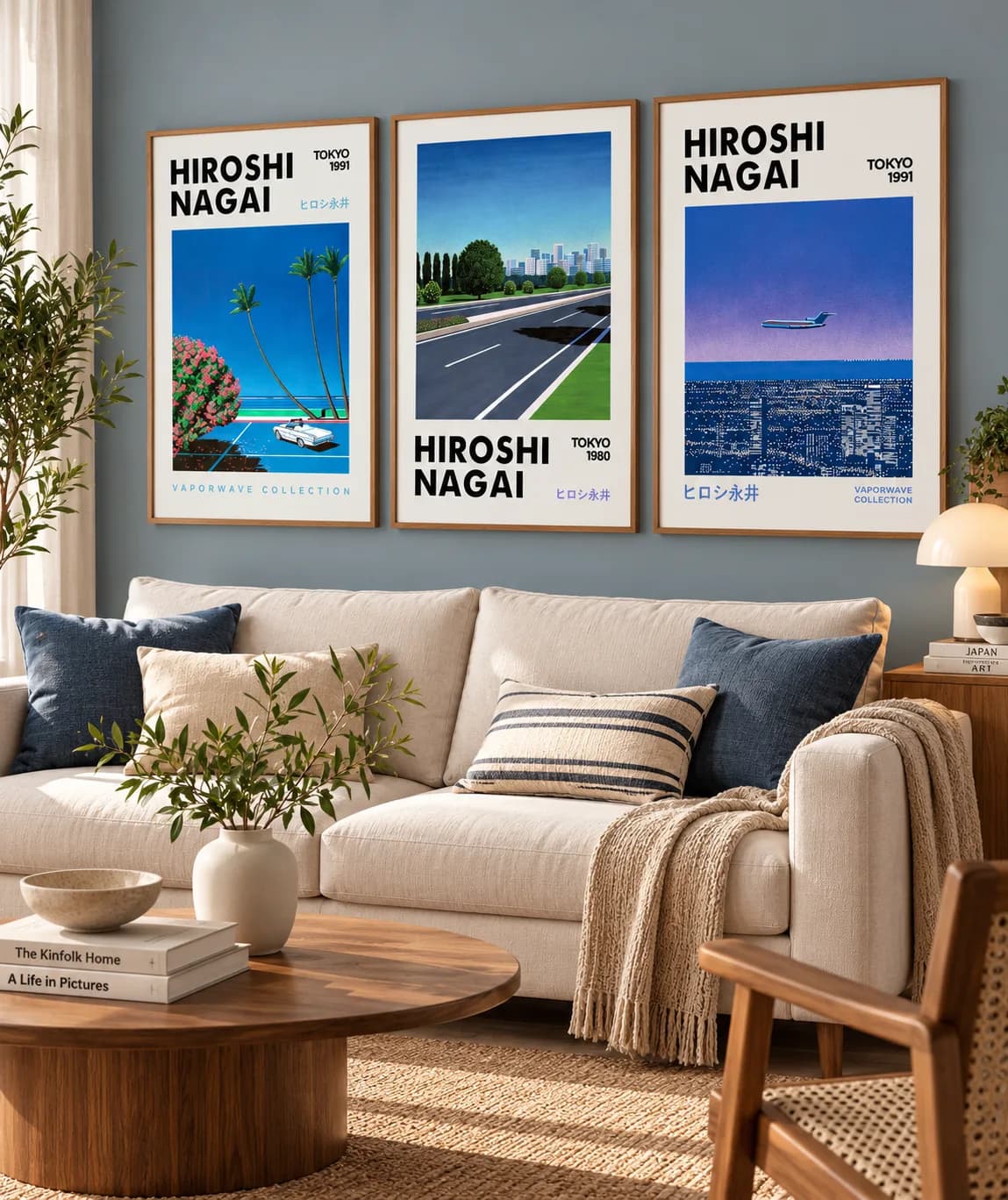 Kit Trio Quadros Decorativos Hiroshi Nagai – Tokyo | Arte Japonesa Anos 80