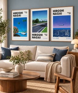 Kit Trio Quadros Decorativos Hiroshi Nagai – Tokyo | Arte Japonesa Anos 80