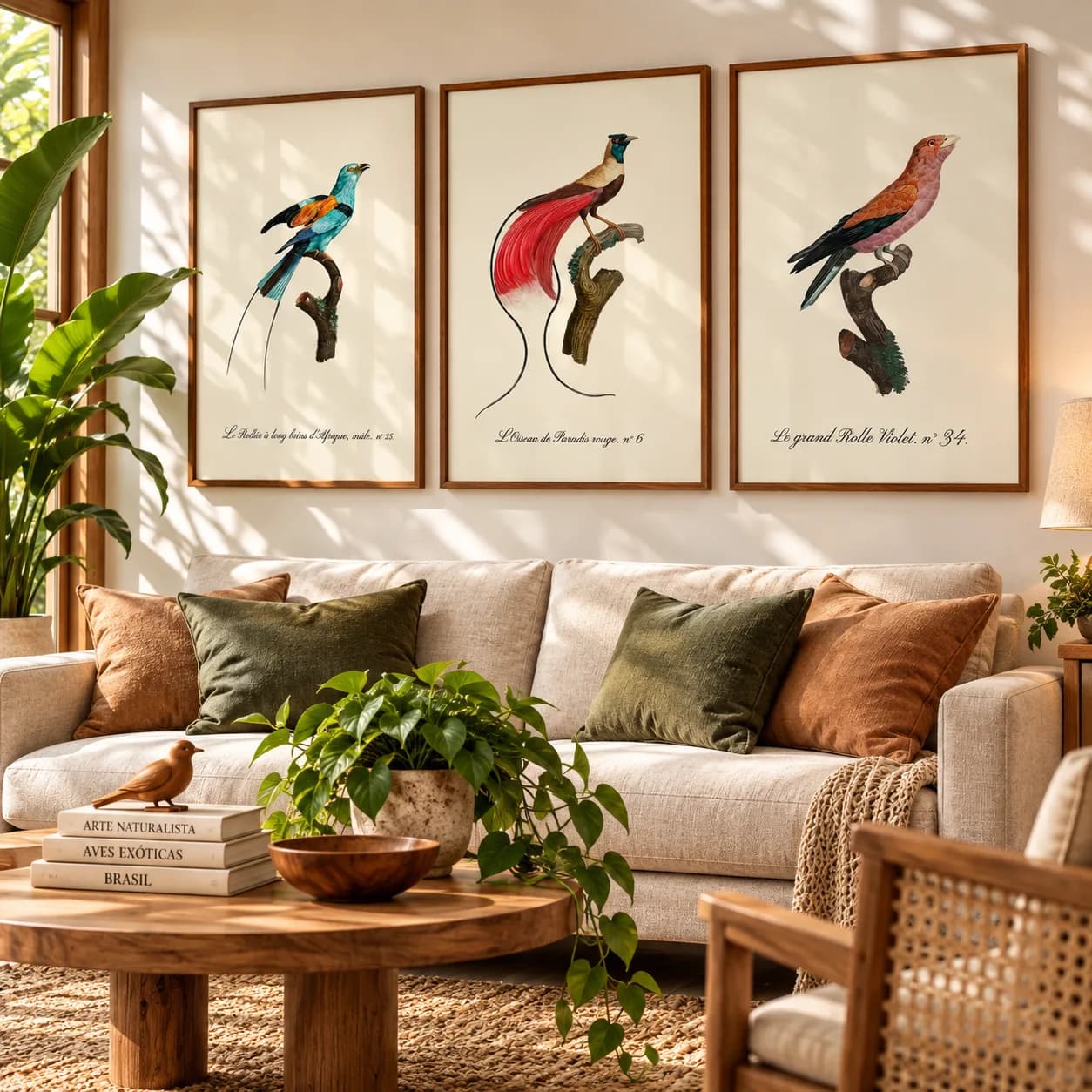 Kit Trio Quadros Decorativos Aves Exóticas | Ilustrações Ornitológicas Vintage – Jacques Barraband