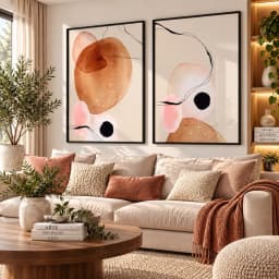 Kit Duo Quadros Decorativos Abstratos Leveza – Formas Orgânicas - Arte Minimalista