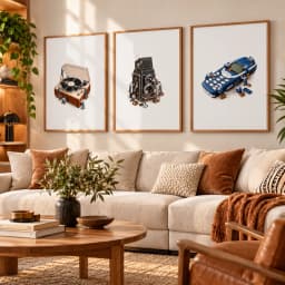 Kit Trio de Quadros Decorativos Mini Trabalhadores – Tecnologia Vintage