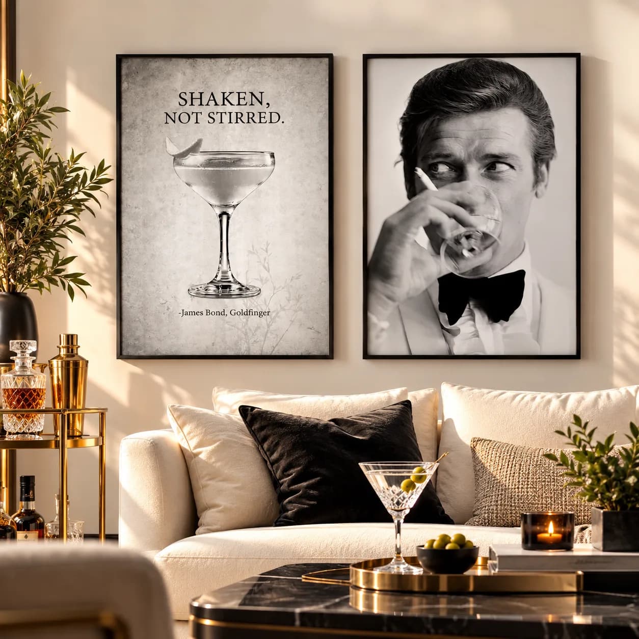 Kit Duo Quadros Decorativos James Bond – Shaken, Not Stirred