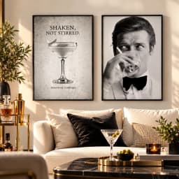 Kit Duo Quadros Decorativos James Bond – Shaken, Not Stirred