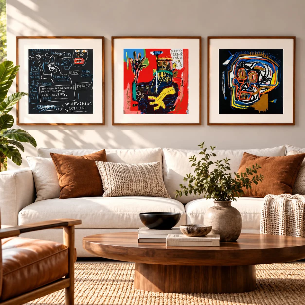 Kit Trio Quadros Decorativos Jean-Michel Basquiat – Kingfish + Ernok + Untitled Head