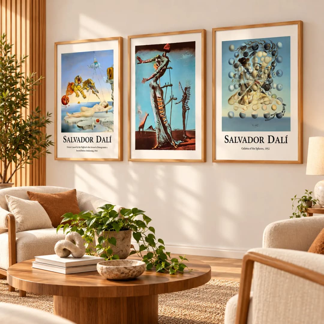 Kit Trio Quadros Decorativos Salvador Dalí – Obras Surrealistas
