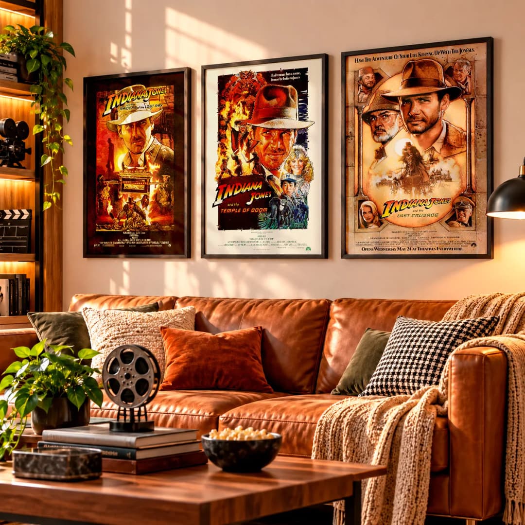 Kit Trio Quadros Decorativos Indiana Jones – Trilogia Clássica