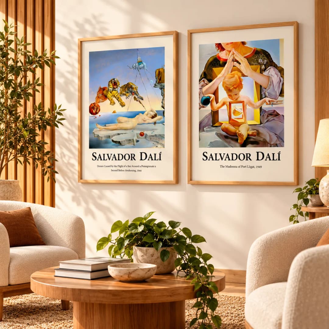Kit Duo Quadros Decorativos Salvador Dalí – Sonho e Madonna de Port Lligat