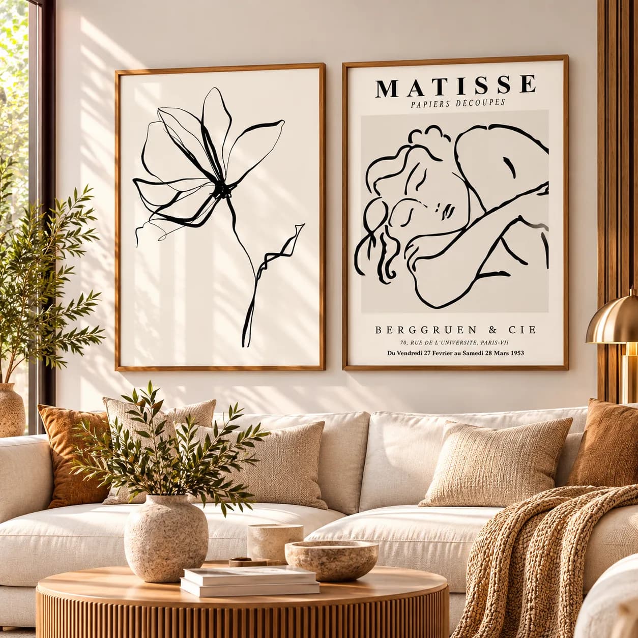 Kit Duo Quadros Decorativos Matisse – Floral Minimalista e Papiers Découpés