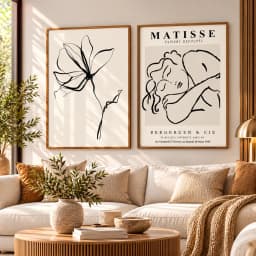Kit Duo Quadros Decorativos Matisse – Floral Minimalista e Papiers Découpés